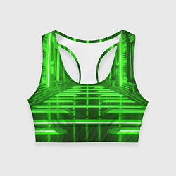 Топик спортивный женский Зеленые световые объекты, цвет: 3D-принт