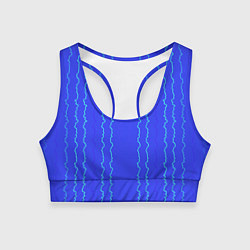 Женский спортивный топ Кривые линии ярко-синий