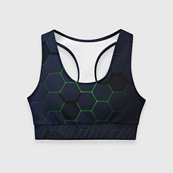 Топик спортивный женский Honeycombs green, цвет: 3D-принт