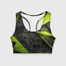 Топик спортивный женский Зеленые абстрактные осколки, цвет: 3D-принт