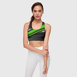 Топик спортивный женский Зеленая объемная полосы, цвет: 3D-принт — фото 2