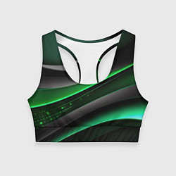 Топик спортивный женский Black green line, цвет: 3D-принт