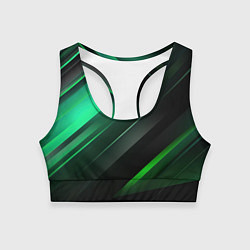 Топик спортивный женский Black green abstract, цвет: 3D-принт