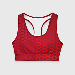 Топик спортивный женский Сотовый красный градиент, цвет: 3D-принт
