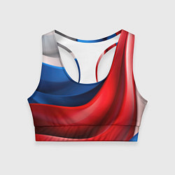 Топик спортивный женский Абстракция белый синий красный, цвет: 3D-принт