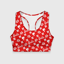 Топик спортивный женский Барби паттерн красный, цвет: 3D-принт