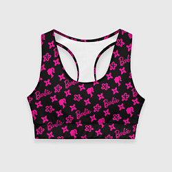 Топик спортивный женский Барби паттерн черно-розовый, цвет: 3D-принт