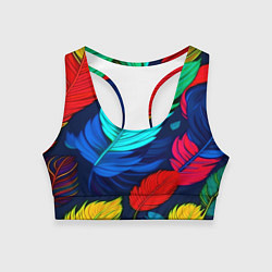 Топик спортивный женский Яркие перья, цвет: 3D-принт