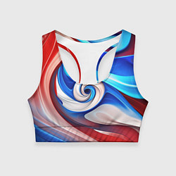Топик спортивный женский Волны в цвете флага РФ, цвет: 3D-принт