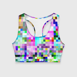 Топик спортивный женский Пиксельная яркая абстракция, цвет: 3D-принт