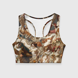 Топик спортивный женский Дамы и цветы классицизм, цвет: 3D-принт