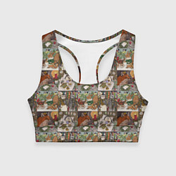 Женский спортивный топ Милые иллюстрации коллаж