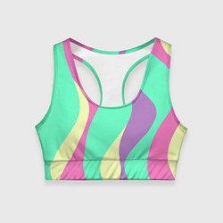 Топик спортивный женский Полосатая цветная абстракция, цвет: 3D-принт