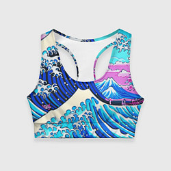 Топик спортивный женский Большая волна в Канагаве сакура, цвет: 3D-принт