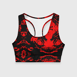 Топик спортивный женский Черный дракон на красном небе, цвет: 3D-принт
