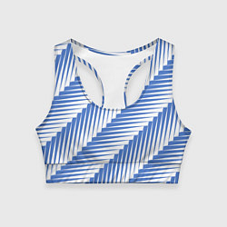 Топик спортивный женский Голубая белая диагональ, цвет: 3D-принт