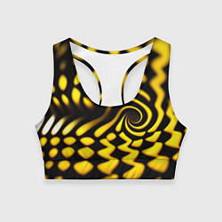 Топик спортивный женский Желтая футболка с воронкой, цвет: 3D-принт