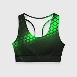 Топик спортивный женский Неоновые зеленые пластины, цвет: 3D-принт