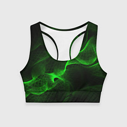 Топик спортивный женский Зеленый абстрактный дым, цвет: 3D-принт