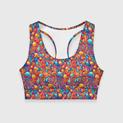 Топик спортивный женский Разноцветные пузырики узор, цвет: 3D-принт