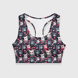 Топик спортивный женский Котики цветочки милота, цвет: 3D-принт