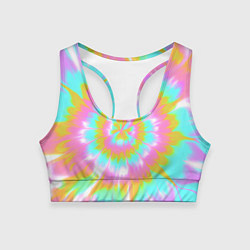 Топик спортивный женский Tie-Dye кислотный в стиле барби, цвет: 3D-принт