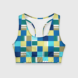 Топик спортивный женский Ретро квадраты, цвет: 3D-принт