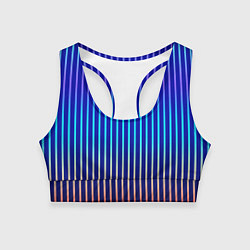 Топик спортивный женский Полосатый синий градиент, цвет: 3D-принт