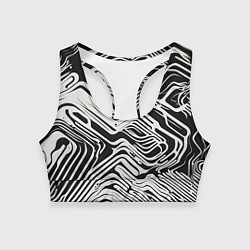 Топик спортивный женский Волнистые белые линии, цвет: 3D-принт