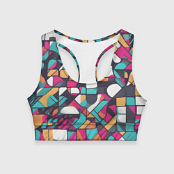 Топик спортивный женский Разноцветные ретро фигуры, цвет: 3D-принт
