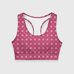 Топик спортивный женский Розовый клетчатый паттерн, цвет: 3D-принт