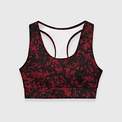 Топик спортивный женский Красно-чёрная пятнистая текстура, цвет: 3D-принт