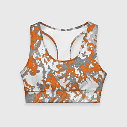Топик спортивный женский Абстракция серо-оранжевый, цвет: 3D-принт