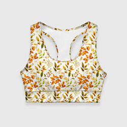 Топик спортивный женский Осенние листья и желуди, цвет: 3D-принт