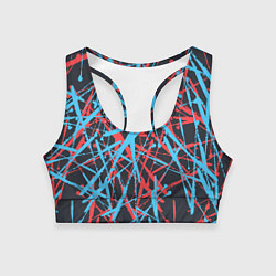 Топик спортивный женский Синие и красные гранжевые полосы, цвет: 3D-принт