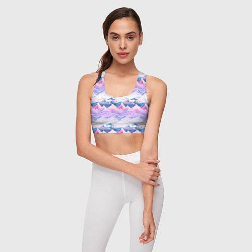 Женский спортивный топ Розовые горы паттерн / 3D-принт – фото 3
