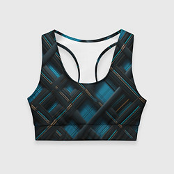 Топик спортивный женский Тёмно-синяя диагональная клетка, цвет: 3D-принт