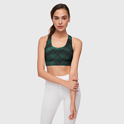Топик спортивный женский Тёмно-зелёная диагональная шотландская клетка, цвет: 3D-принт — фото 2