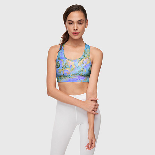Женский спортивный топ Разноцветный витраж / 3D-принт – фото 3