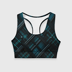 Топик спортивный женский Тёмно-синяя диагональная клетка в шотландском стил, цвет: 3D-принт