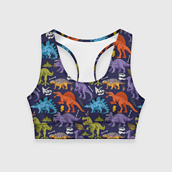 Топик спортивный женский Мультяшные динозавры, цвет: 3D-принт