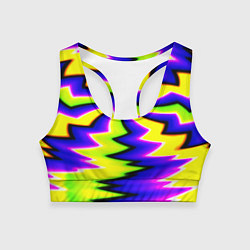 Топик спортивный женский Неоновая фрактальная абстракция, цвет: 3D-принт