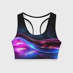 Топик спортивный женский Неоновые линии со свечением, цвет: 3D-принт