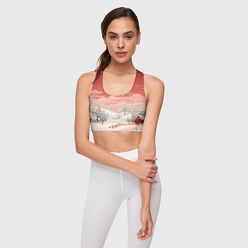 Женский спортивный топ Завораживающий зимний пейзаж / 3D-принт – фото 3