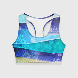 Топик спортивный женский Абстрактный синий волнистый фон со снежинками, цвет: 3D-принт