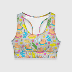 Женский спортивный топ Семья капибар на отдыхе