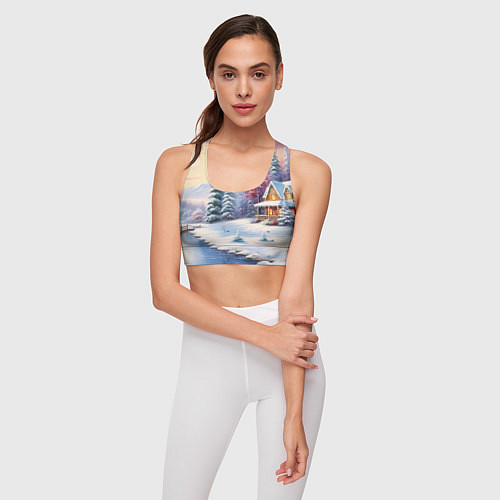 Женский спортивный топ Сказочная метель подарков / 3D-принт – фото 3