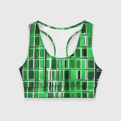 Топик спортивный женский Зелёные прямоугольники, цвет: 3D-принт