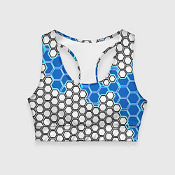 Женский спортивный топ Синяя энерго-броня из шестиугольников