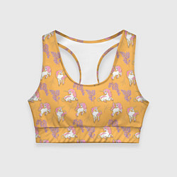 Женский спортивный топ Единорог цветная грива